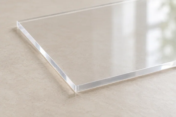 AI-generated clear acrylic sheet with a polished edge